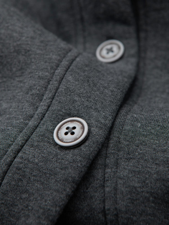 Ombre Clothing Pánska mikina s kapucňou na gombíky - grafitový melír V4 OM-SSZP-0186 Ombre Clothing