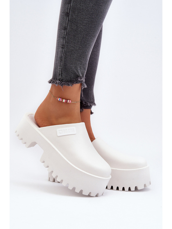 BIG STAR SHOES Dámske papuče na masívnej podrážke Big Star biele