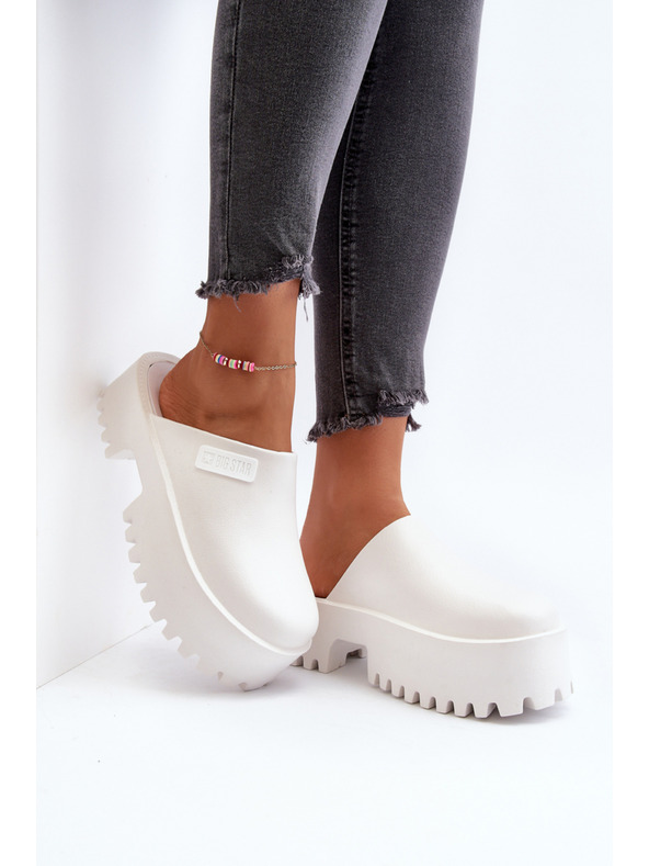 BIG STAR SHOES Dámske papuče na masívnej podrážke Big Star biele