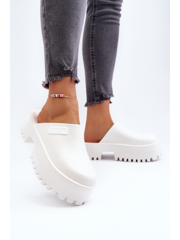 BIG STAR SHOES Dámske papuče na masívnej podrážke Big Star biele