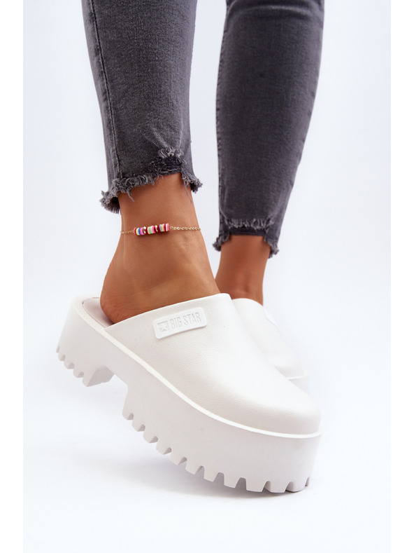 BIG STAR SHOES Dámske papuče na masívnej podrážke Big Star biele