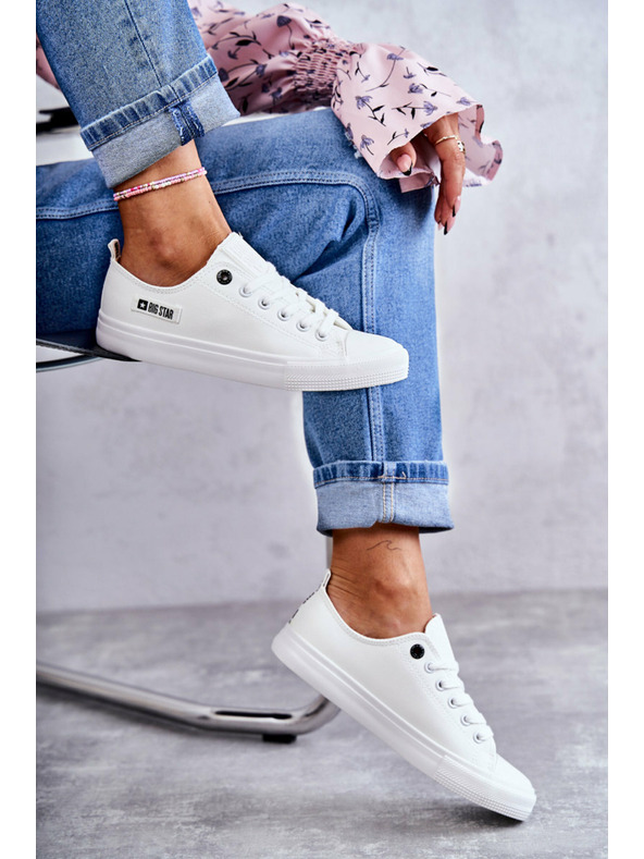 BIG STAR SHOES Dámske nízke kožené tenisky Big Star biele