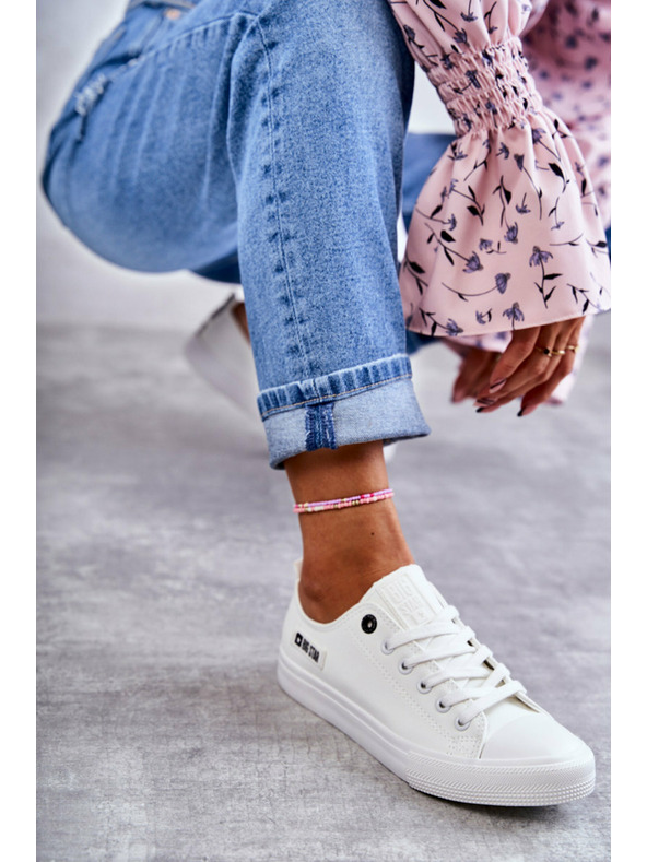 BIG STAR SHOES Dámske nízke kožené tenisky Big Star biele