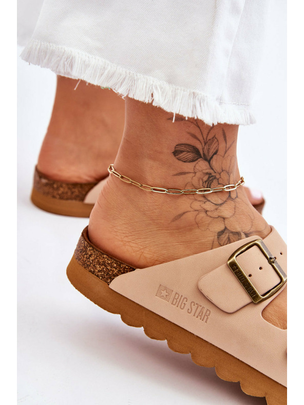 BIG STAR SHOES Klasické dámske papuče Big Star LL274478 béžové