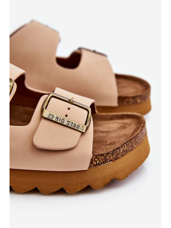 BIG STAR SHOES Klasické dámske papuče Big Star LL274478 béžové