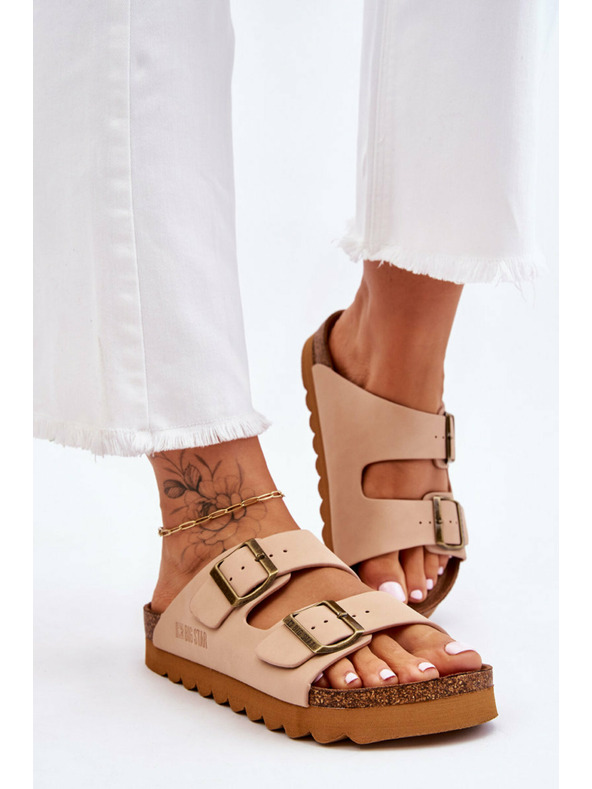 BIG STAR SHOES Klasické dámske papuče Big Star LL274478 béžové