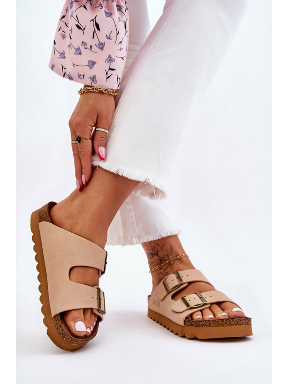 BIG STAR SHOES Klasické dámske papuče Big Star LL274478 béžové