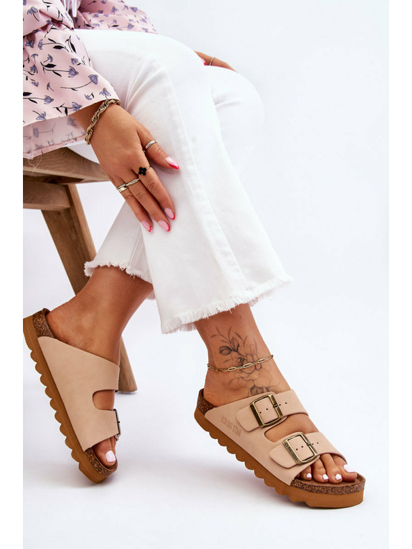 BIG STAR SHOES Klasické dámske papuče Big Star LL274478 béžové