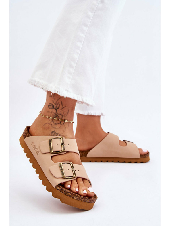 BIG STAR SHOES Klasické dámske papuče Big Star LL274478 béžové