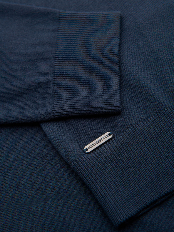 Ombre Clothing Pánsky pletený sveter so štruktúrovanými bodkami - tmavomodrý Oblečenie Ombre