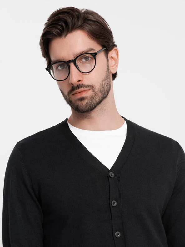 Ombre Clothing Pánsky pletený sveter so štruktúrovanými bodkami - tmavomodrý Oblečenie Ombre