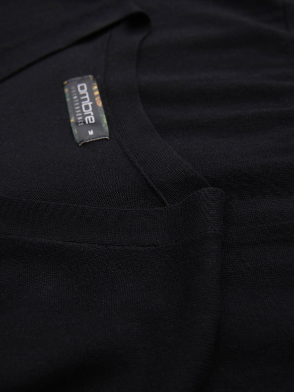 Ombre Clothing Pánsky pletený sveter so štruktúrovanými bodkami - tmavomodrý Oblečenie Ombre