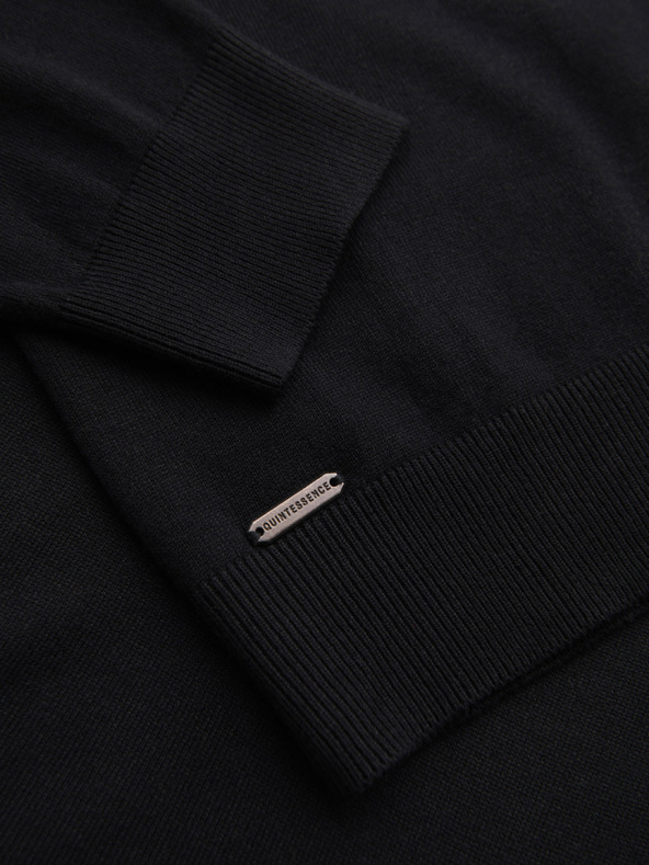 Ombre Clothing Pánsky pletený sveter so štruktúrovanými bodkami - tmavomodrý Oblečenie Ombre