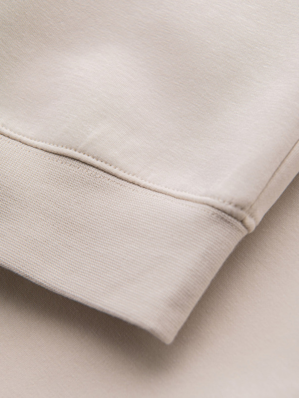 Ombre Clothing Pánske tepláky s rebrovanými manžetami a ozdobným zipsom - pieskové Oblečenie Ombre