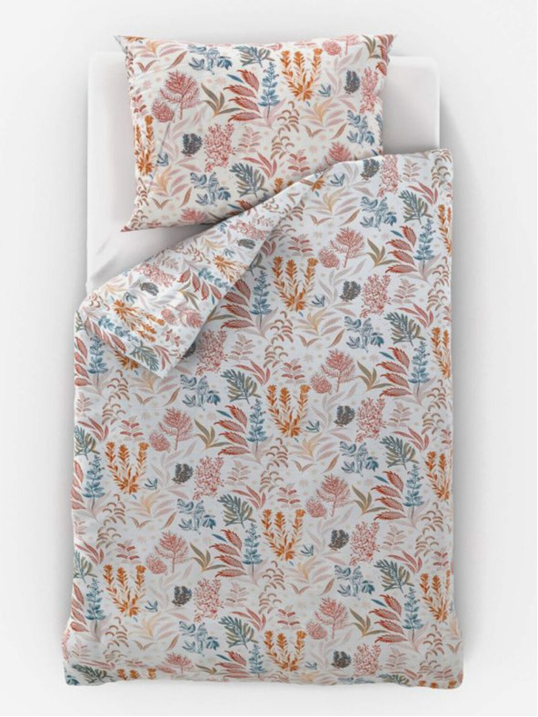 Kvalitex Saténové predĺžené posteľné obliečky Luxury Collection 140x220, 70x90cm Coral garden Kvalitex