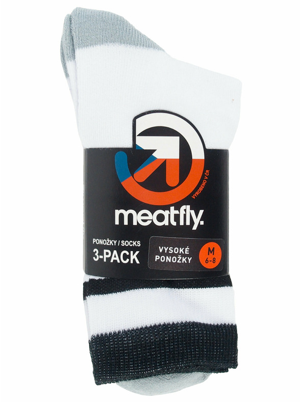 Meatfly Meatfly ponožky Long Triple Pack White | Biela | Veľkosť