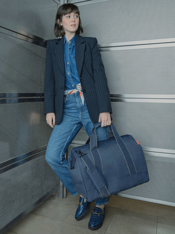 Reisenthel Tmavo modrá cestovná taška Reisenthel Allrounder L Herringbone Dark Blue