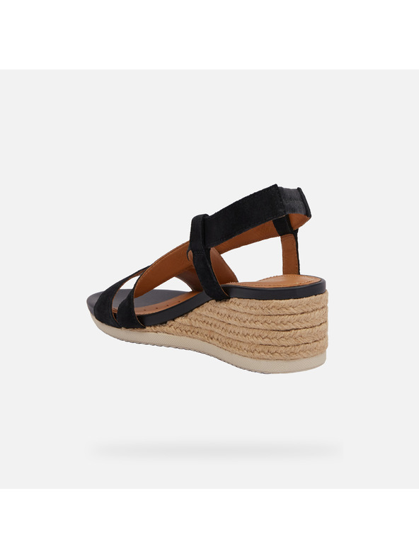 Geox Čierne dámske sandále Geox Ischia Corda