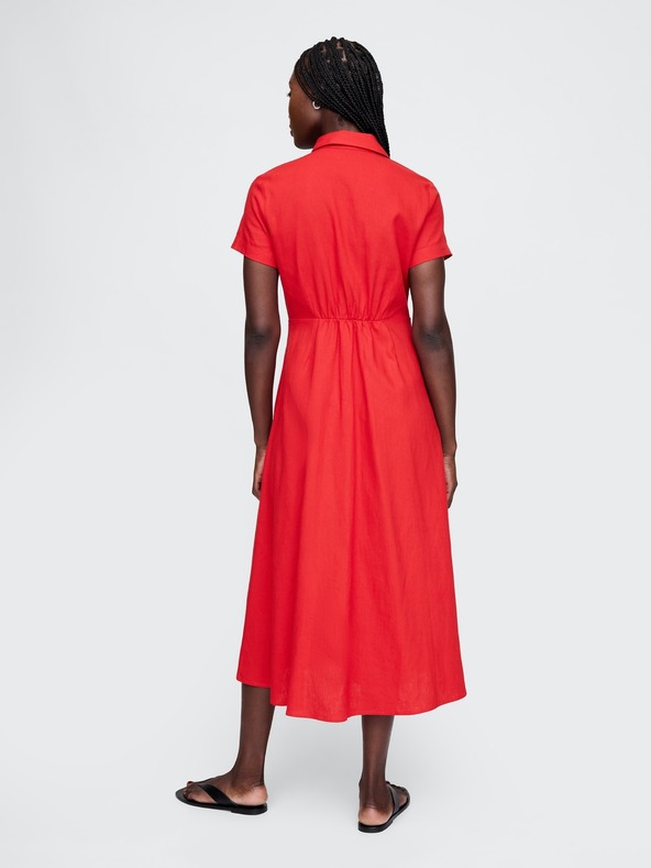 GAP Ľanové košeľové maxi šaty GAP