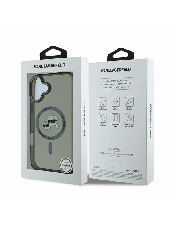 Karl Lagerfeld Karl Lagerfeld IML K&CH Heads Metal Frame MagSafe Zadný Kryt pre iPhone 16 Black