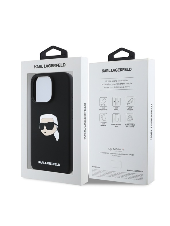 Karl Lagerfeld Karl Lagerfeld Liquid Silicone Karl Head MagSafe Zadný Kryt pre iPhone 16 Pro Black