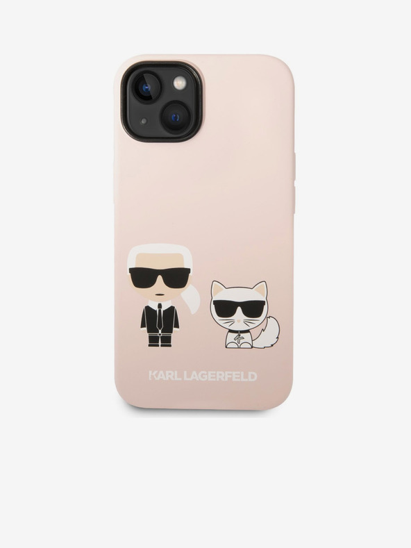 Karl Lagerfeld Karl Lagerfeld and Choupette Liquid Silicone Zadný Kryt pre iPhone 14 Plus Pink