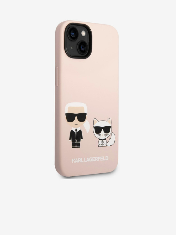 Karl Lagerfeld Karl Lagerfeld and Choupette Liquid Silicone Zadný Kryt pre iPhone 14 Plus Pink