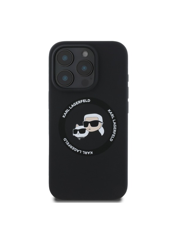 Karl Lagerfeld Karl Lagerfeld Tekutý Silikónový K&CH Heads MagSafe Zadný Kryt pre iPhone 16 Pro Black
