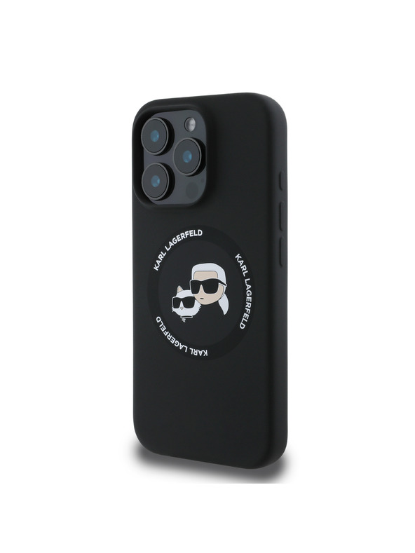 Karl Lagerfeld Karl Lagerfeld Tekutý Silikónový K&CH Heads MagSafe Zadný Kryt pre iPhone 16 Pro Black