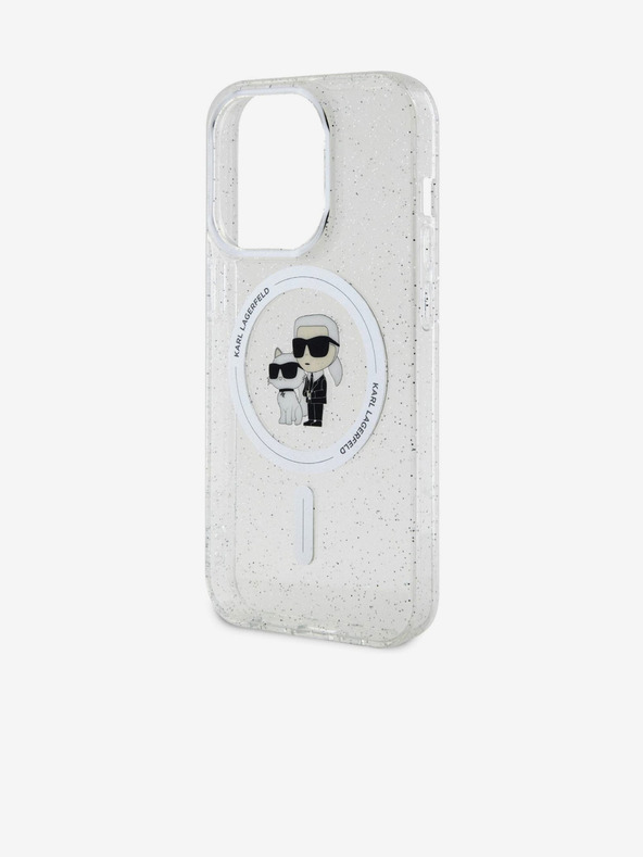 Karl Lagerfeld Karl Lagerfeld IML Trblietavý Karl and Choupette MagSafe Zadný Kryt pre iPhone 15 Pro Transparent