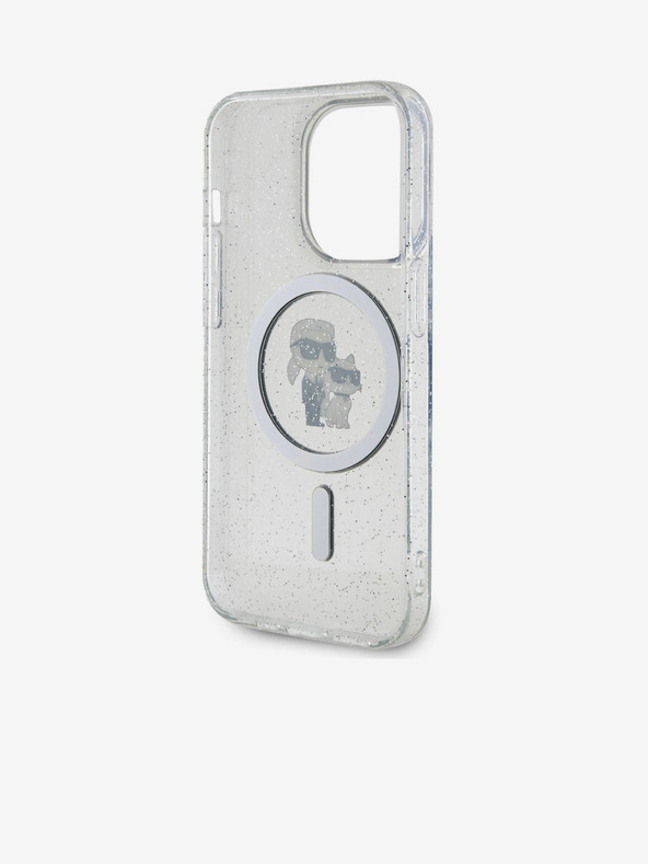 Karl Lagerfeld Karl Lagerfeld IML Trblietavý Karl and Choupette MagSafe Zadný Kryt pre iPhone 15 Pro Transparent