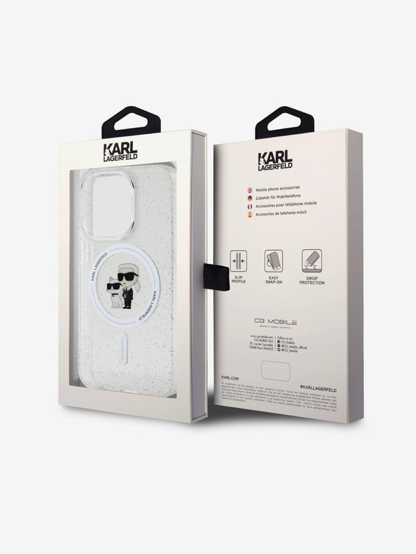 Karl Lagerfeld Karl Lagerfeld IML Trblietavý Karl and Choupette MagSafe Zadný Kryt pre iPhone 15 Pro Transparent