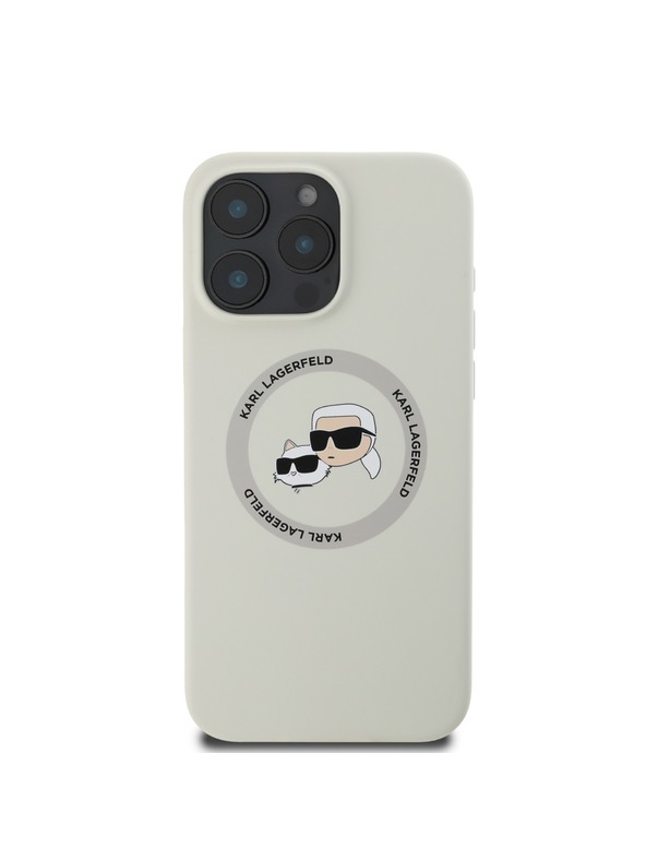 Karl Lagerfeld Karl Lagerfeld Kvapalný silikón K&CH Hlavy MagSafe Zadný kryt pre iPhone 16 Pro Béžový