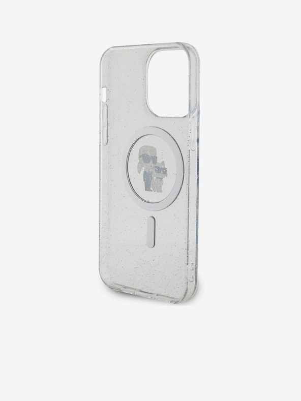 Karl Lagerfeld Karl Lagerfeld IML Trblietavý Karl a Choupette MagSafe Zadný kryt pre iPhone 15 Pro Max Priehľadný