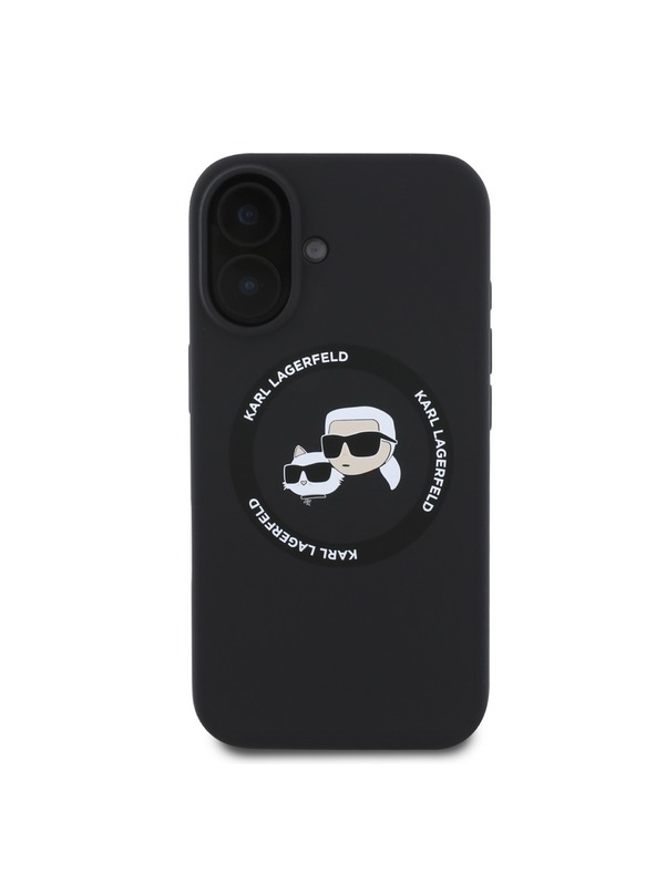 Karl Lagerfeld Karl Lagerfeld Kvapalný silikón K&CH Hlavy MagSafe Zadný kryt pre iPhone 16 Čierny