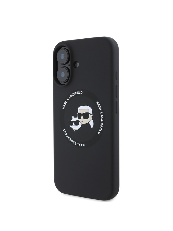 Karl Lagerfeld Karl Lagerfeld Kvapalný silikón K&CH Hlavy MagSafe Zadný kryt pre iPhone 16 Čierny
