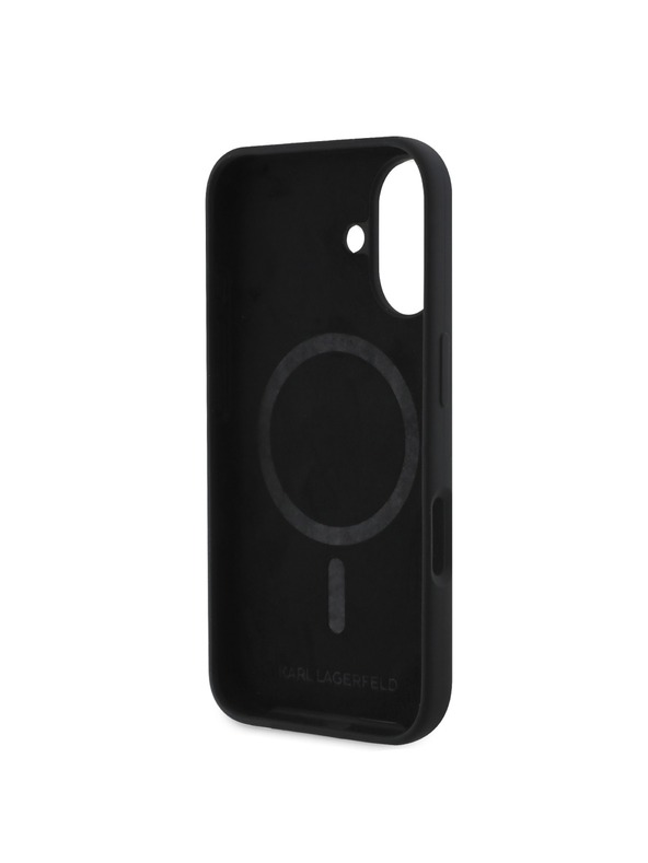 Karl Lagerfeld Karl Lagerfeld Kvapalný silikón K&CH Hlavy MagSafe Zadný kryt pre iPhone 16 Čierny