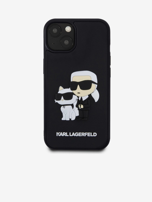Karl Lagerfeld Karl Lagerfeld 3D Gumový Karl a Choupette Zadný kryt pre iPhone 13 Čierny