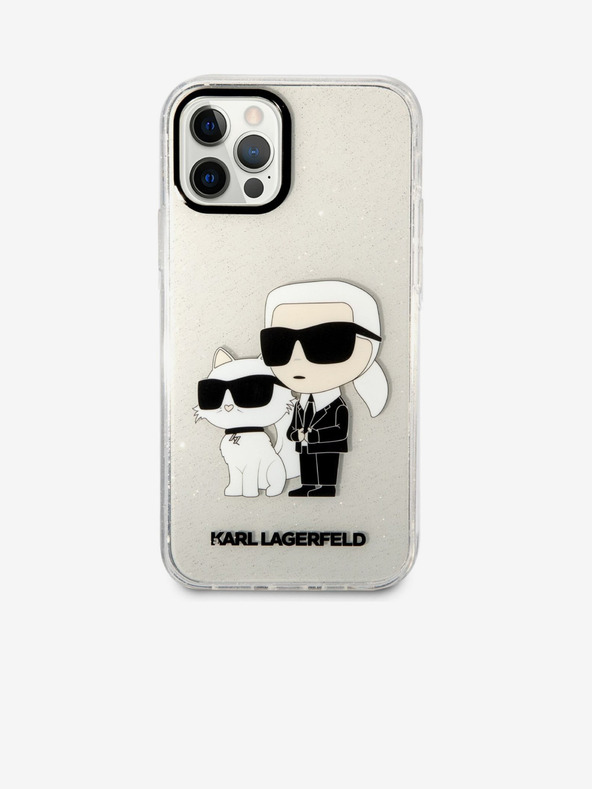 Karl Lagerfeld Karl Lagerfeld IML Trblietavý Karl a Choupette NFT Zadný kryt pre iPhone 12/12 Pro Priehľadný