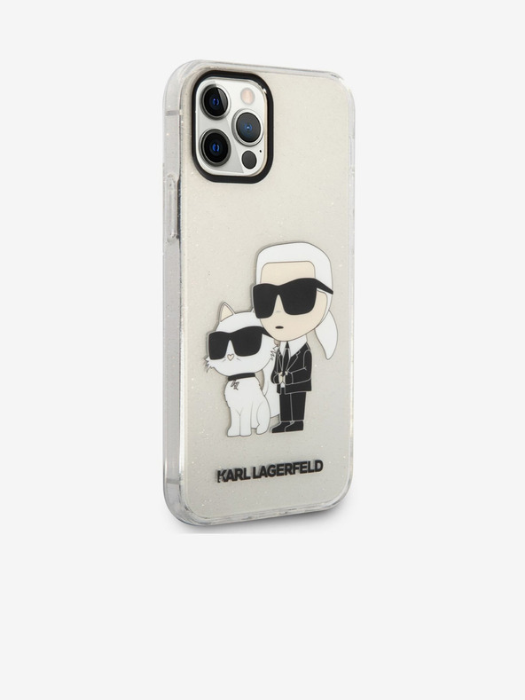 Karl Lagerfeld Karl Lagerfeld IML Trblietavý Karl a Choupette NFT Zadný kryt pre iPhone 12/12 Pro Priehľadný