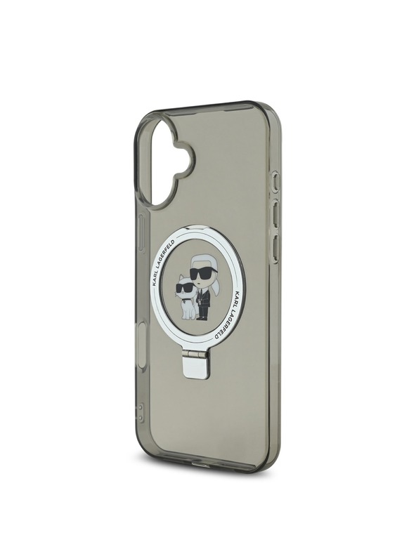 Karl Lagerfeld Karl Lagerfeld Ringstand Karl a Choupette MagSafe Zadný kryt pre iPhone 16 Čierny