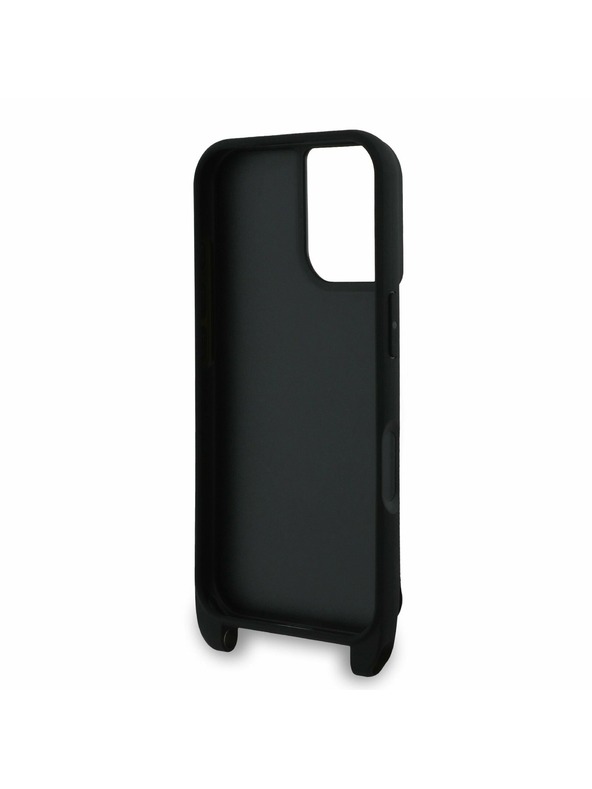 Karl Lagerfeld Karl Lagerfeld Saffiano Crossbody Popruh Kov Karl a Choupette Zadný kryt pre iPhone 16 Plus Čierny