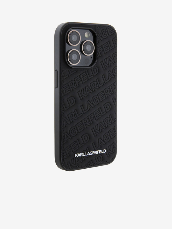 Karl Lagerfeld Karl Lagerfeld PU Prešívaný vzor Zadný kryt pre iPhone 15 Pro Čierny