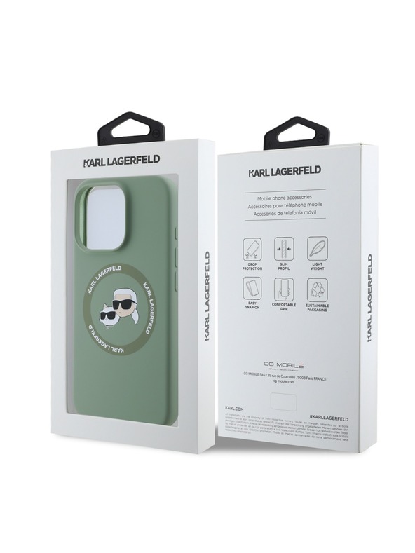 Karl Lagerfeld Karl Lagerfeld Liquid Silikónový K&CH Heads MagSafe Zadný kryt pre iPhone 16 Pro Max Khaki