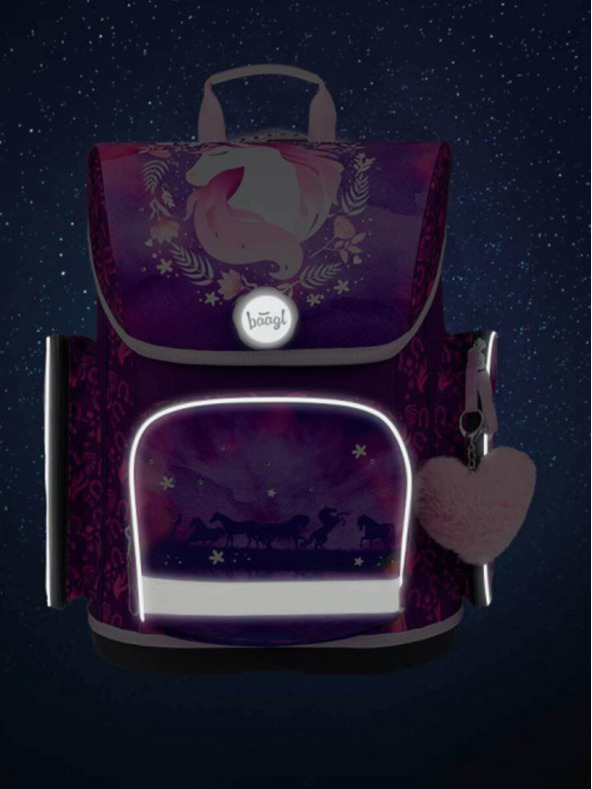 BAAGL  Fialová školská taška Ergo Baagl Kôň