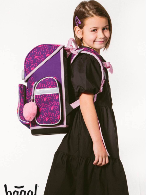 BAAGL  Fialová školská taška Ergo Baagl Kôň