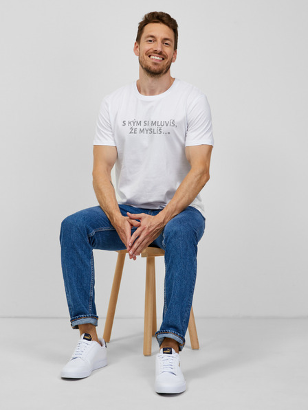 ZOOT.Original Biele pánske tričko ZOOT.Original S kým sa rozprávvaš, že myslíš