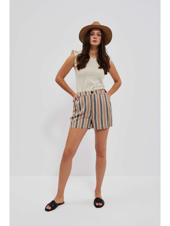 Moodo Gray-brown women's striped shorts Moodo