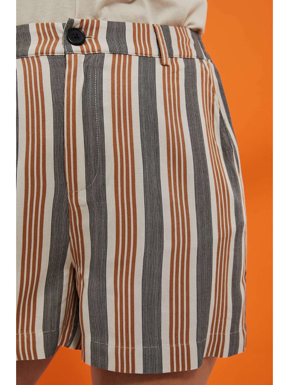 Moodo Gray-brown women's striped shorts Moodo