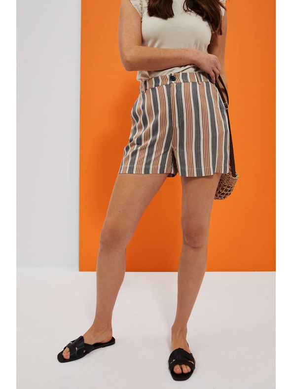 Moodo Gray-brown women's striped shorts Moodo